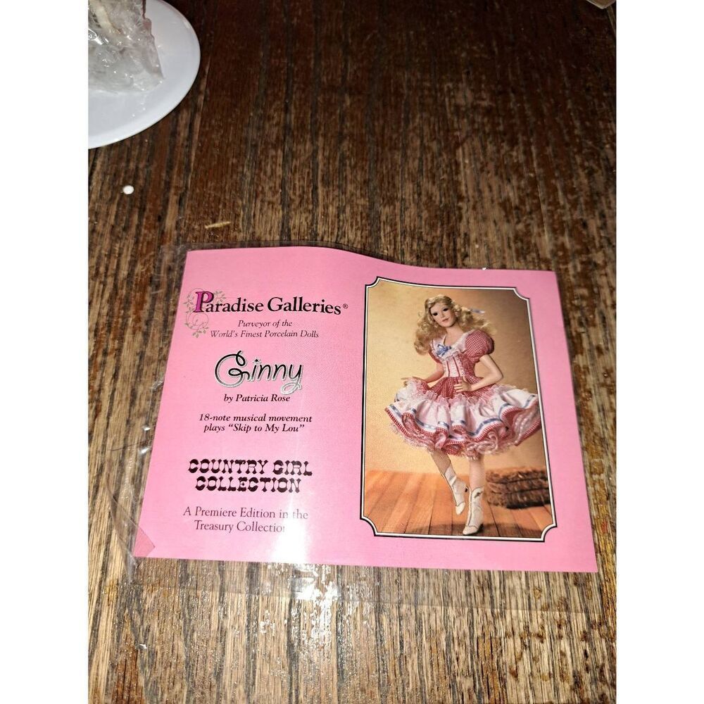 Paradise Galleries Jenny Musical Porcelain Doll Patricia Rose 16" Country Girl